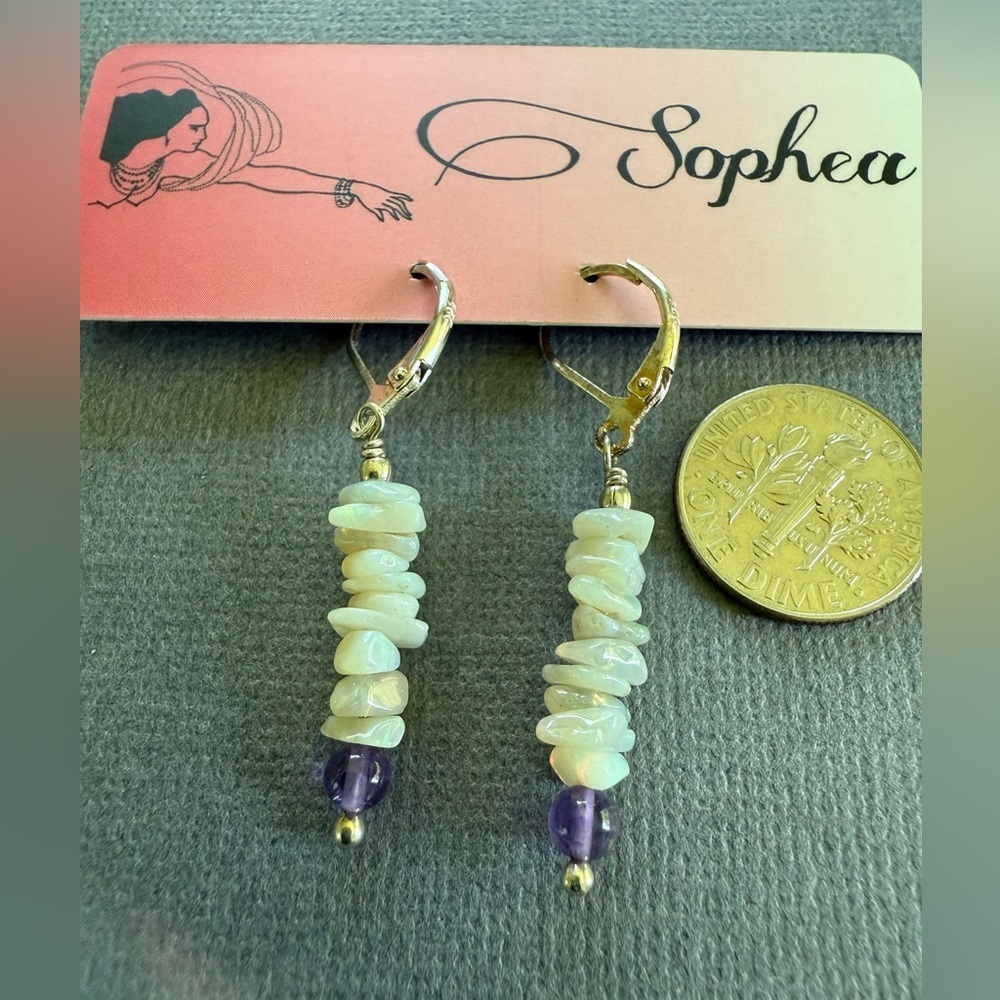 NWT Opal Amethyst Holly Blue Gemstone Statement Necklace and Earring Set Gift - Picture 6 of 11